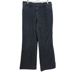 VTG Bamboo Traders Womans size 12 Pinstripe Wide Leg Denim Jeans Blue Y2k